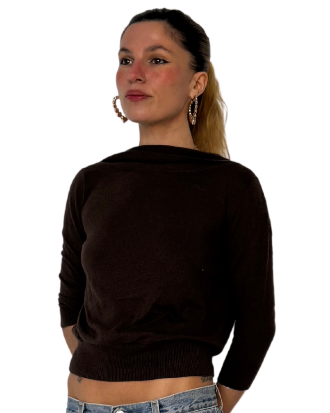 XS BROWN OPEN BACK SWEATER