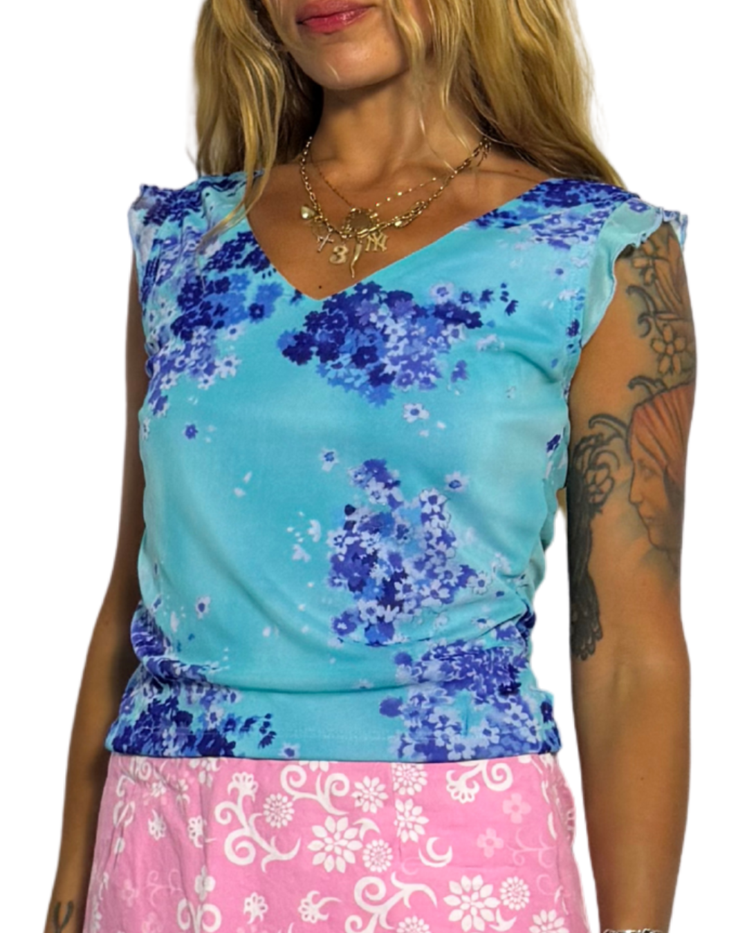 Small- Blue mesh flower tank