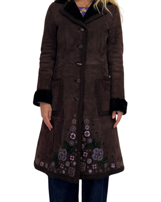 Small- MOSCHINO vintage suede penny lane coat