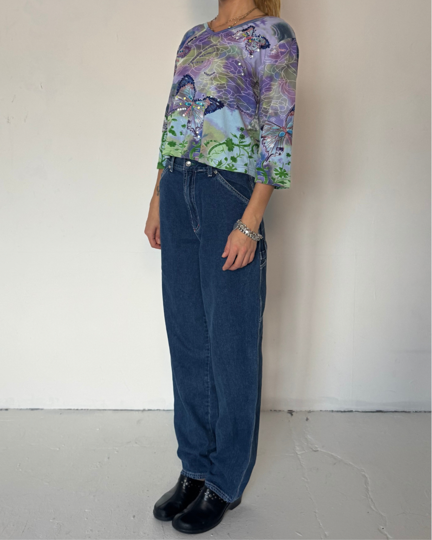 Vintage sequin butterfly long sleeve