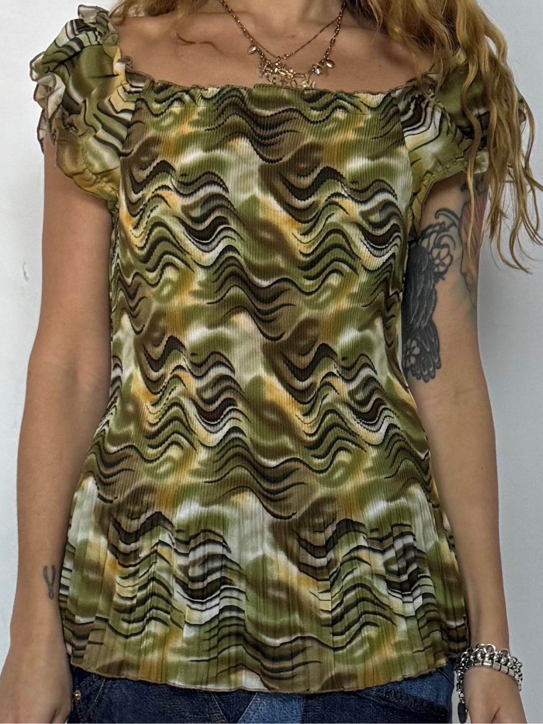 S/M - pleated ruffle tank