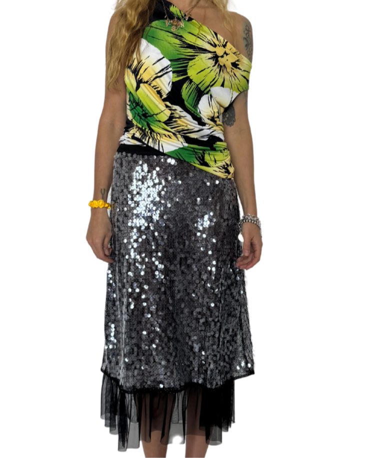 Xs/XXS NWT DESIGNER SHEER SEQUIN SKIRT