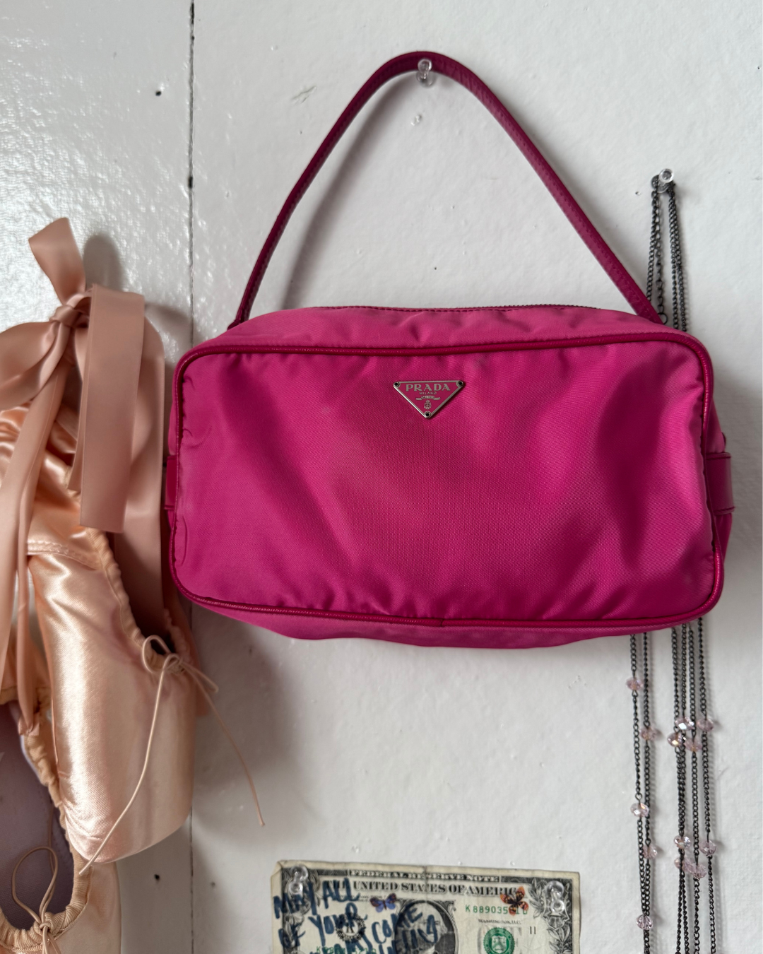 VINTAGE DESIGNER PINK NYLON BAG