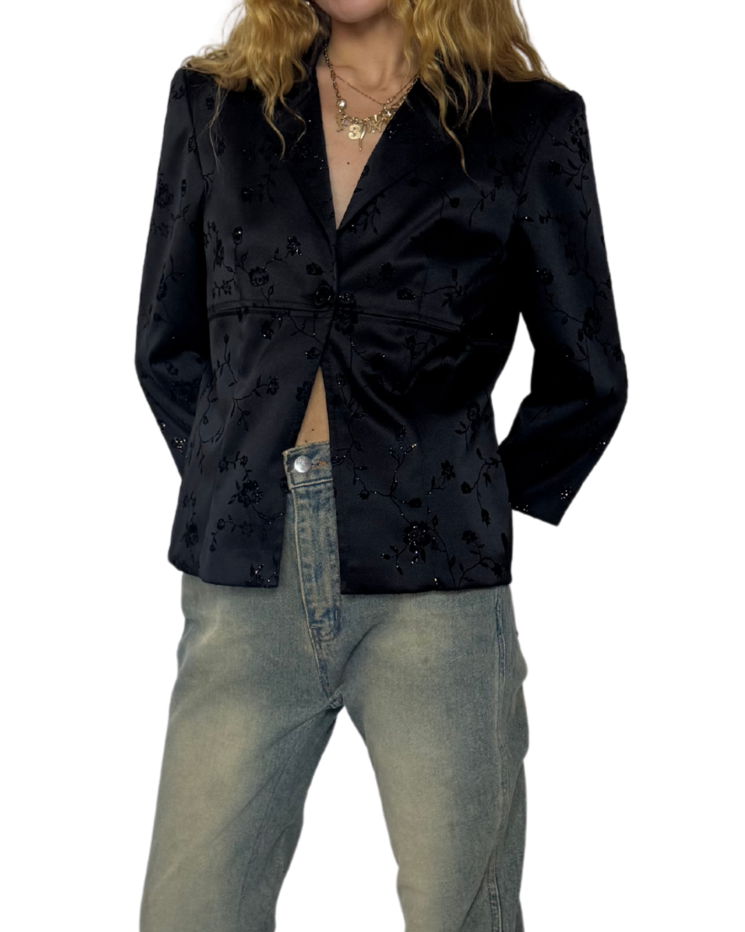 SMALL- SPARKLY 1 BUTTON BLAZER