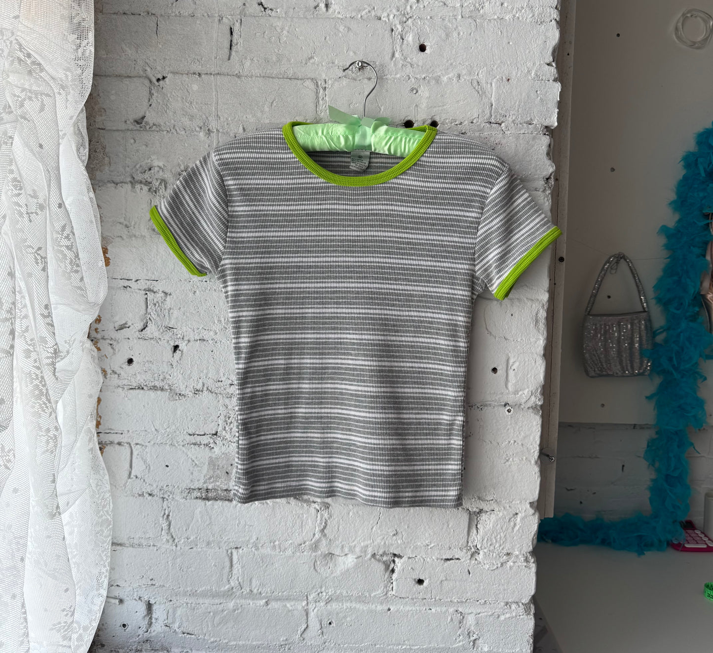 Vintage striped fitted ringer tee