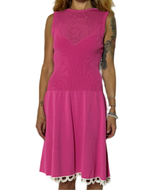 SIZE MEDIUM- DESIGNER - PINK KNIT DRESS