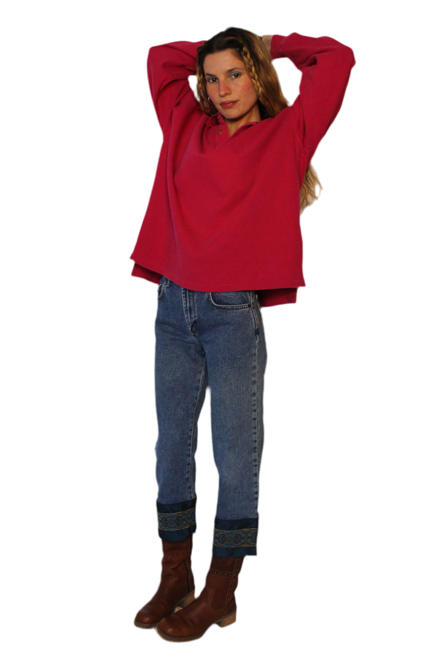 Pink 2 button collar long sleeve