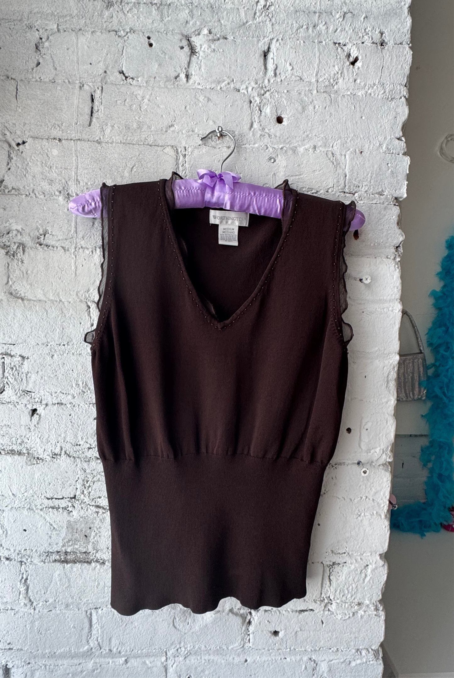 Vintage Brown fitted waist knit tank