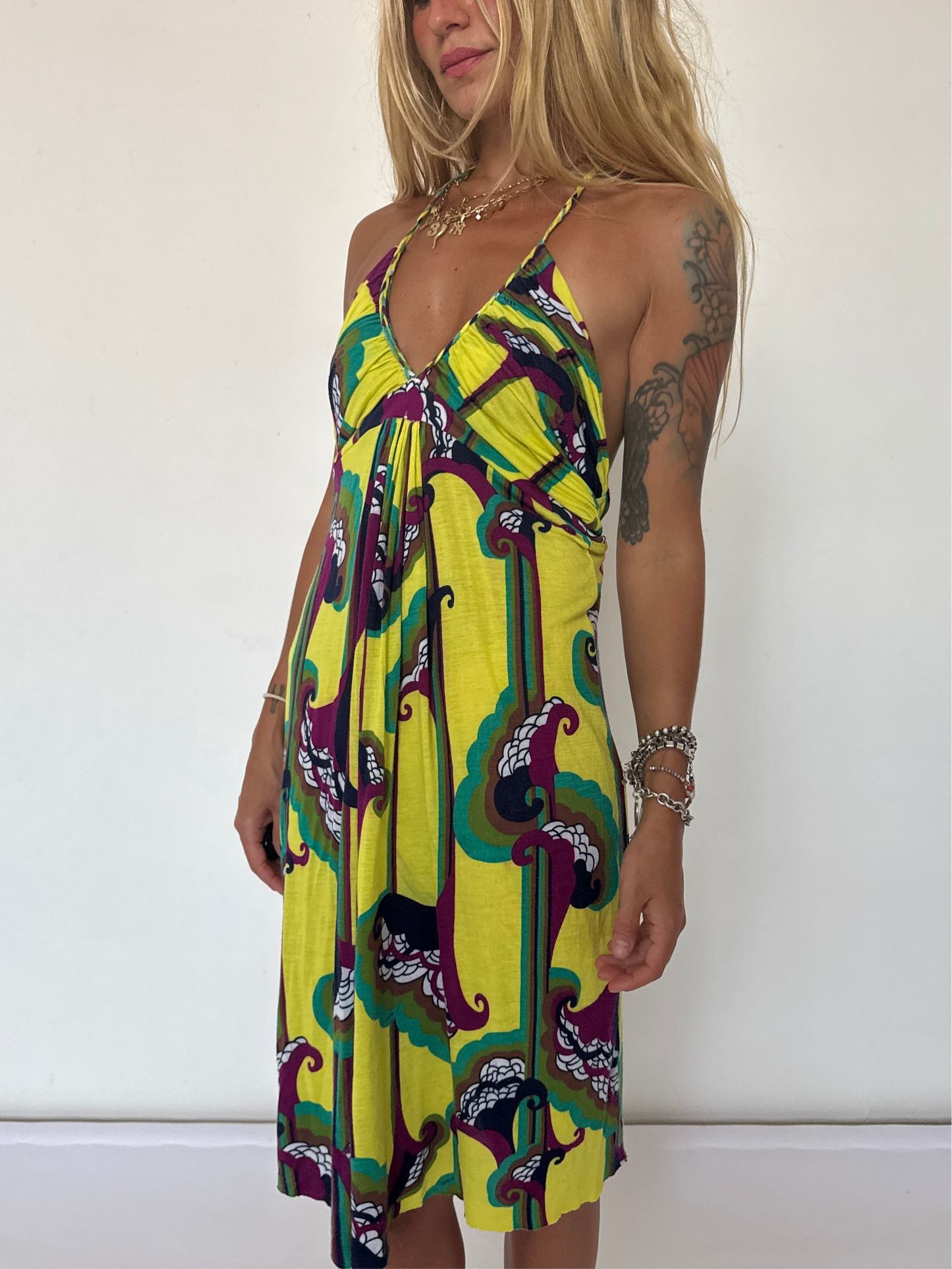 Large- Yellow halter dress