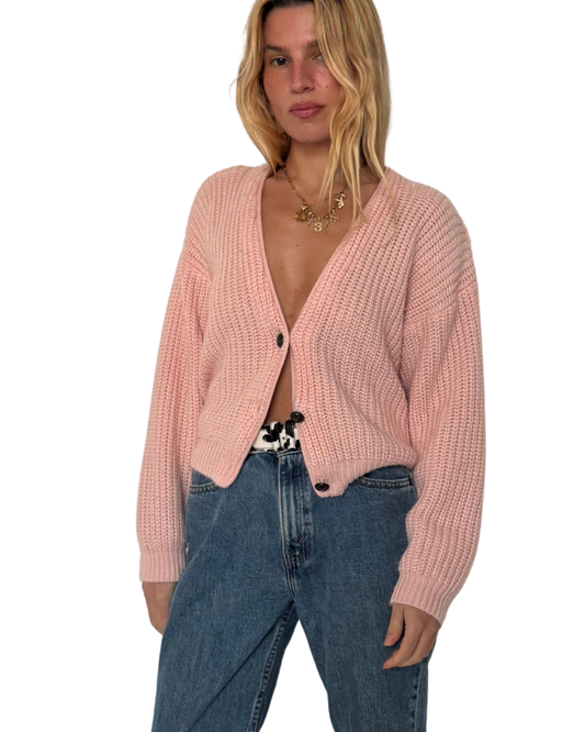 medium - pink shoulder pad cardi