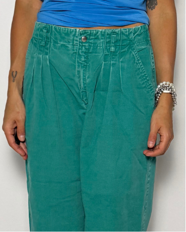 SMALL/4-6 : GREEN COTTON TROUSER