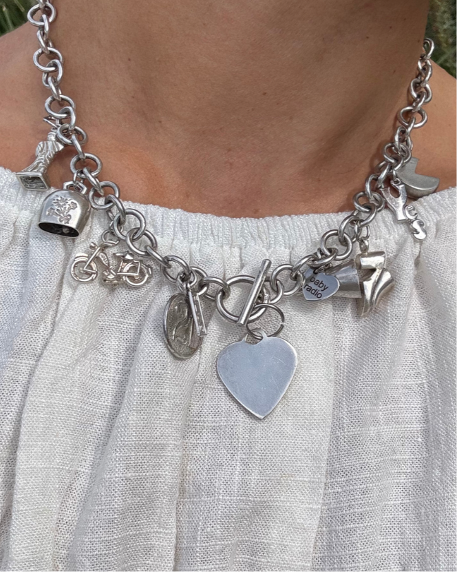 SAY YES- VINTAGE STERLING CHARM NECKLACE