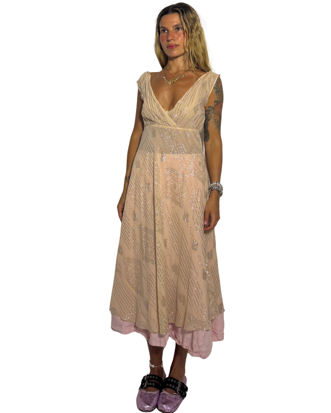 Medium: sheer sparkle dress
