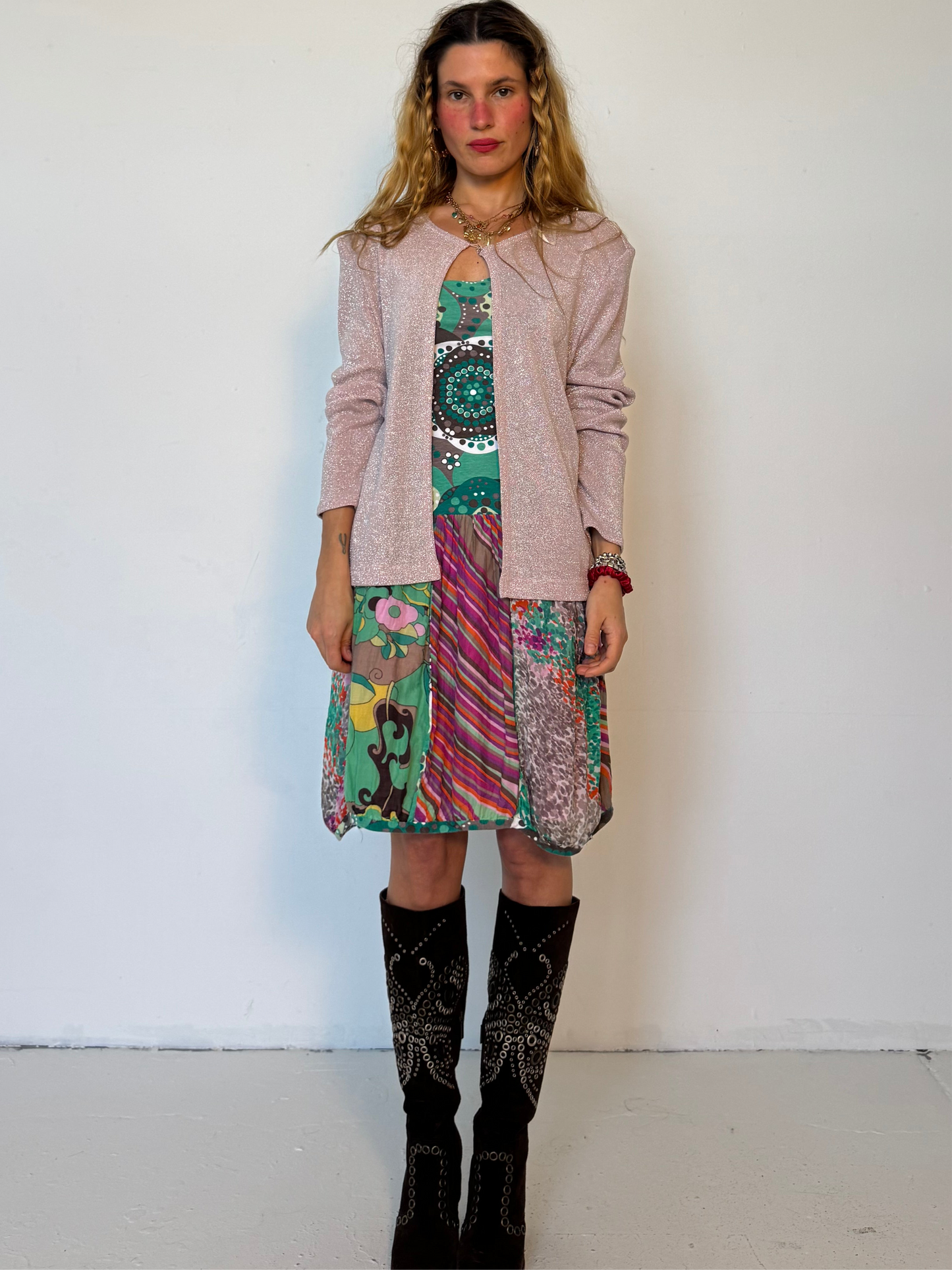 XL- PINK GLITTER CARDI