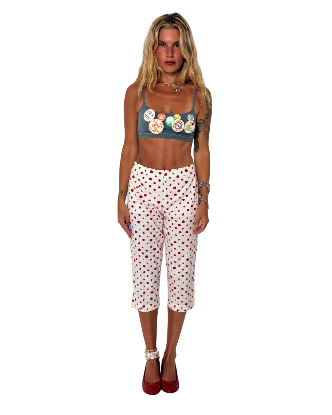 28” WAIST- designer-polka dot capri