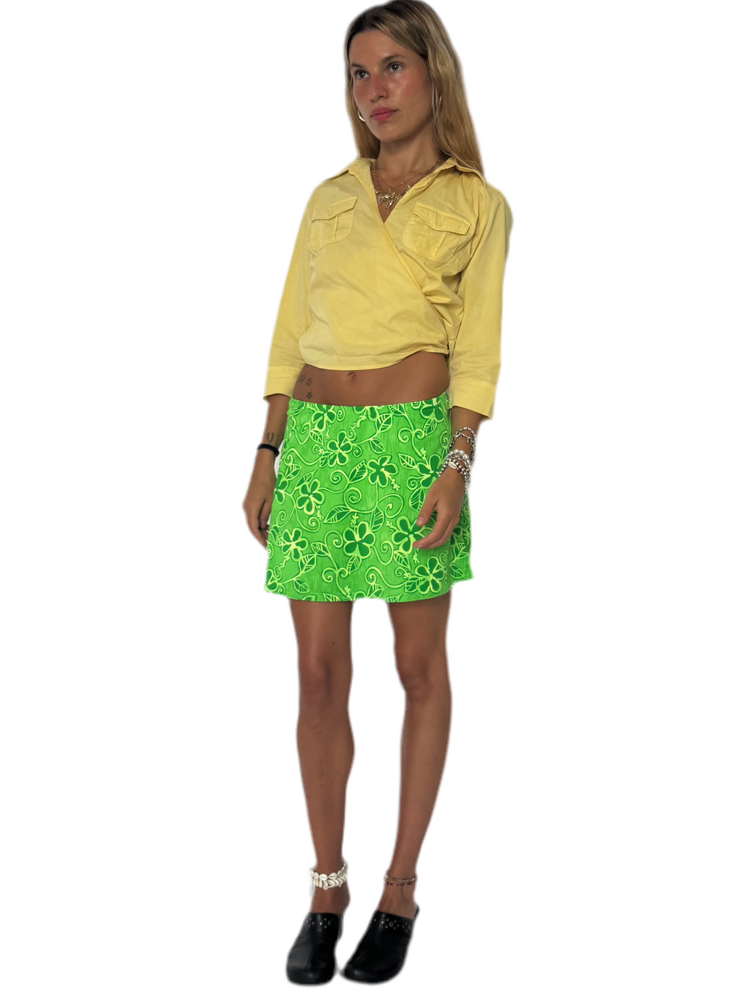 SMALL- green swim mini skirt