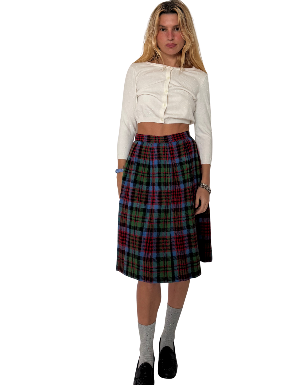XS- handmade plaid skirt