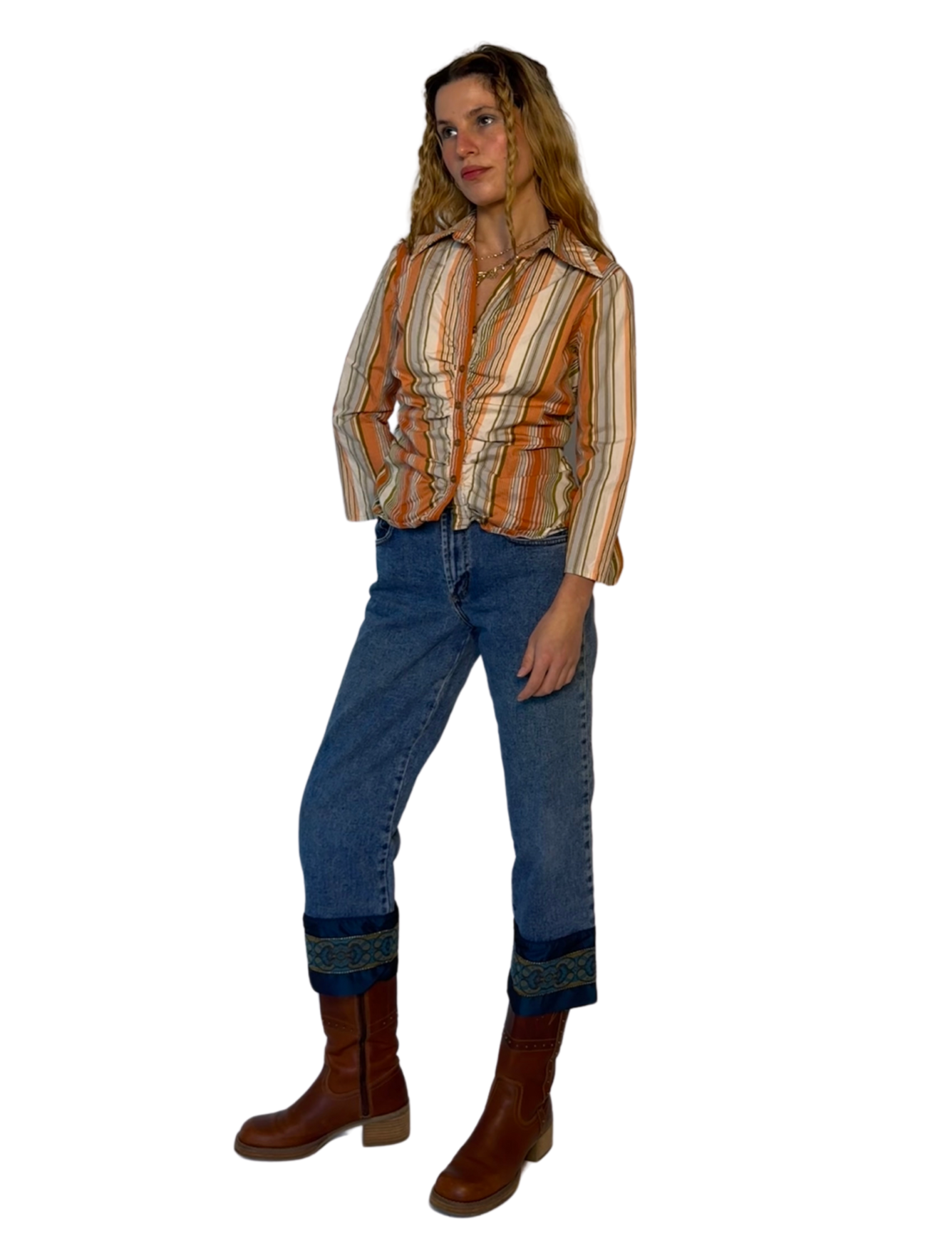 Stripe rouched button down