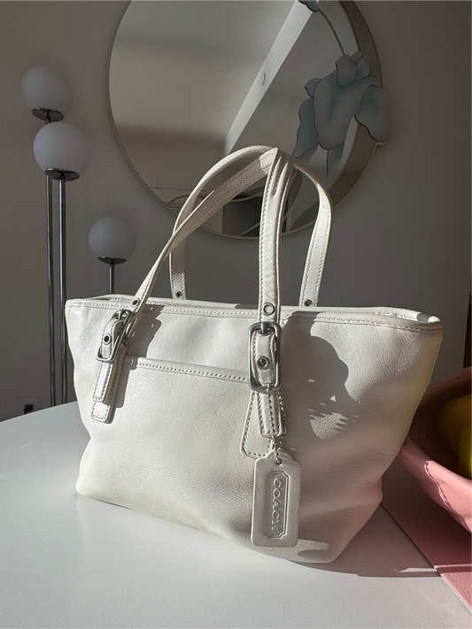 Vintage white designer leather bag