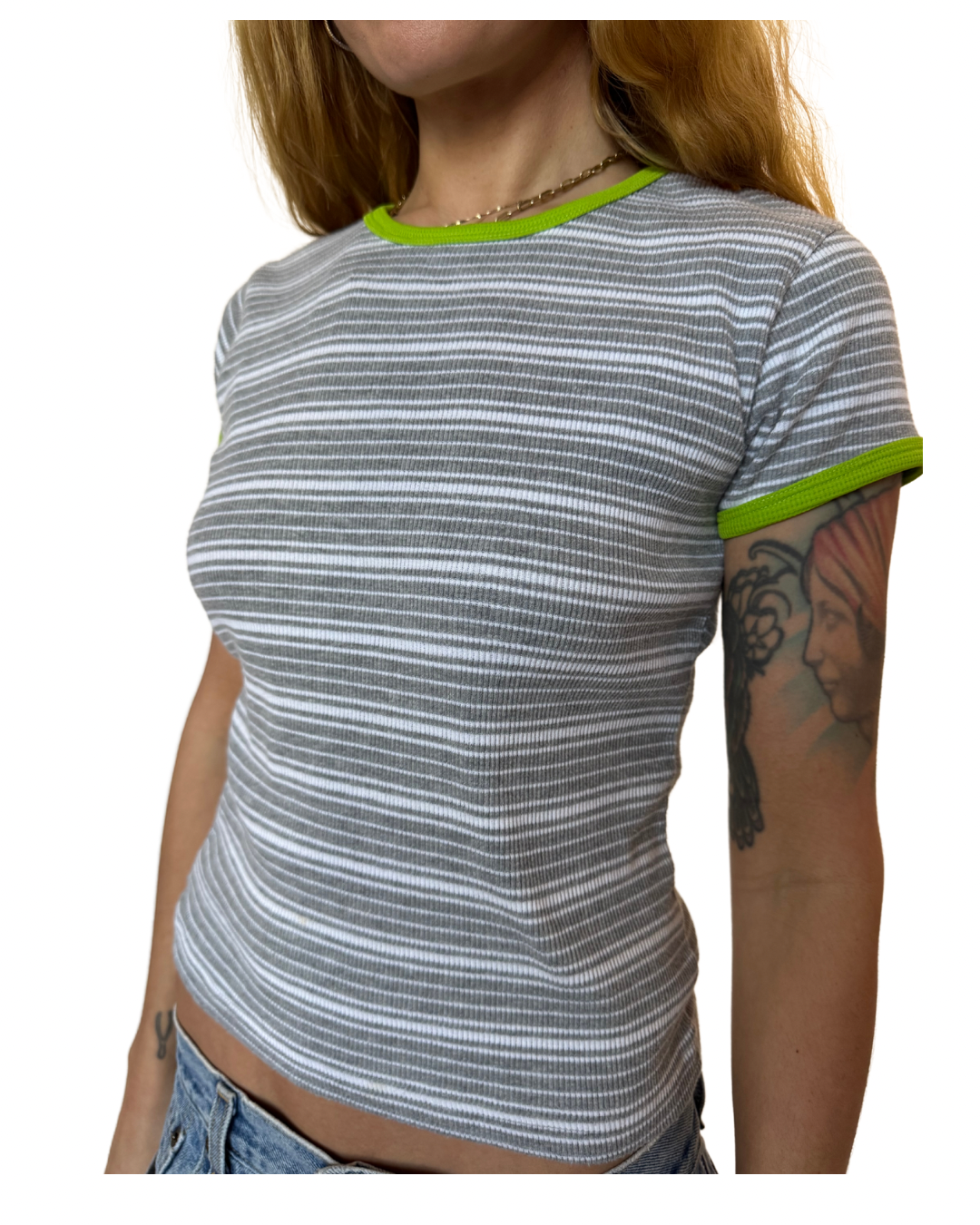 Vintage striped fitted ringer tee