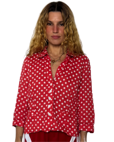 XL- LINEN POLKA DOT SHIRT