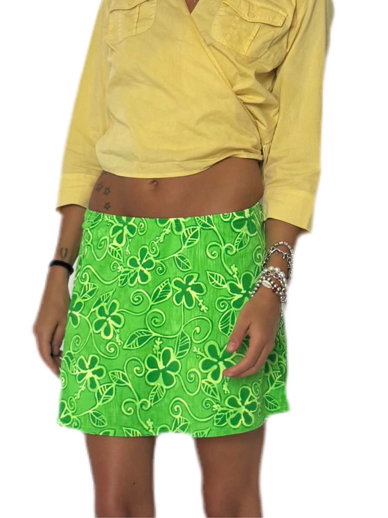 SMALL- green swim mini skirt