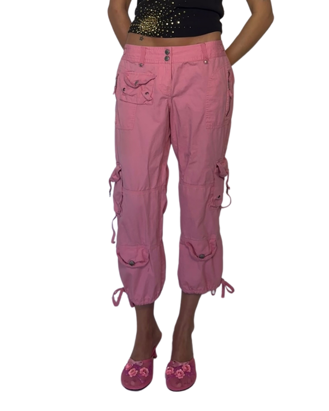 Vintage pink cargo cropped pants