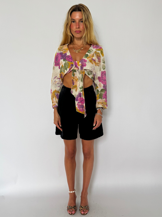 L/XL- LINEN WRAP CROP