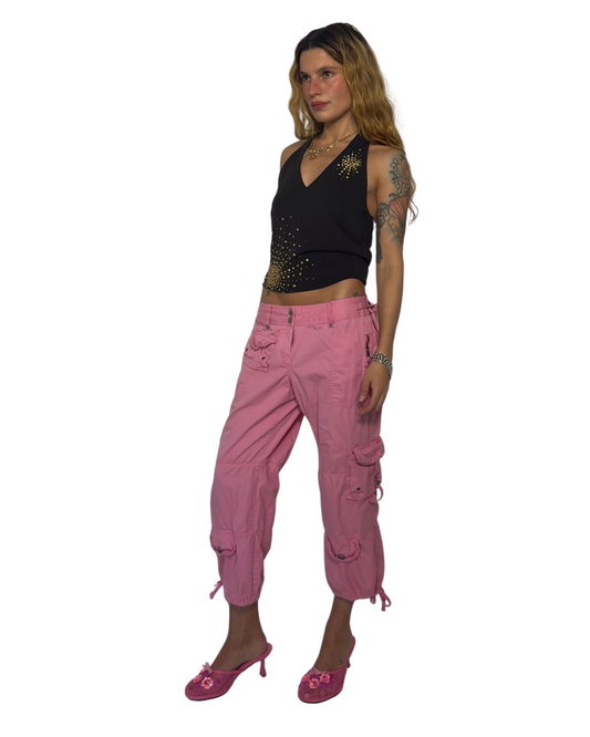 Vintage pink cargo cropped pants