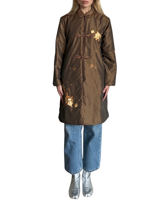 medium - 100% silk vintage embroidered jacket