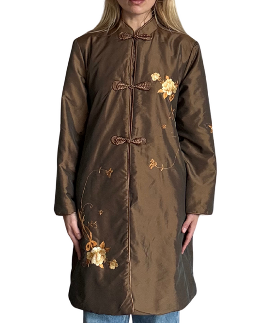 medium - 100% silk vintage embroidered jacket