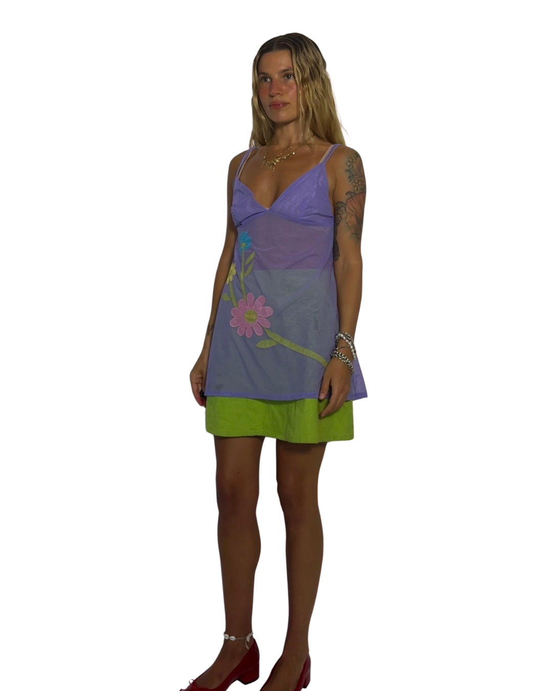 L- Vintage embroidered slip