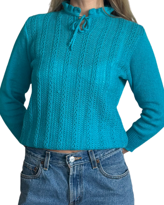Small - tie neck pullover