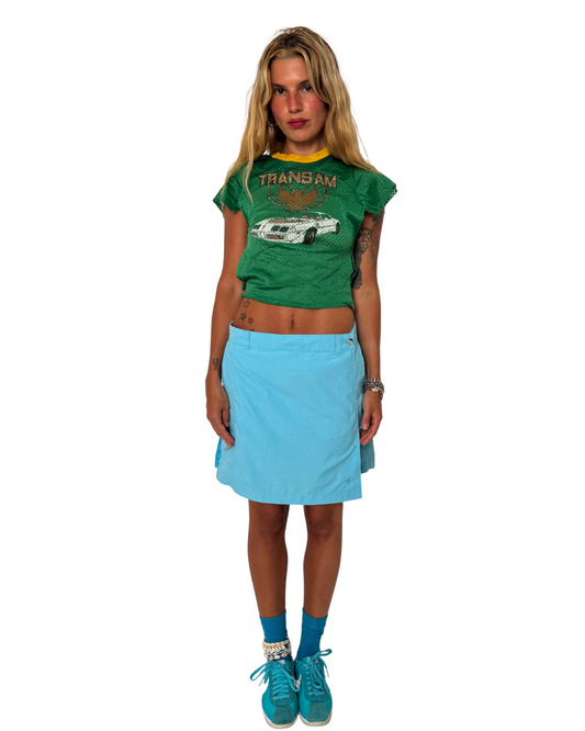 MEDIUM - blue nylon skirt