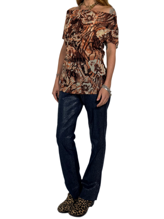 LARGE - MESH BOAT NECK TOP