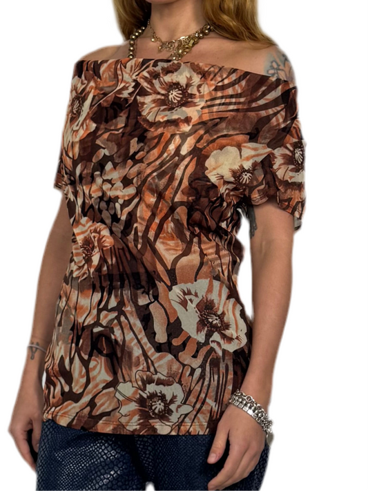 LARGE - MESH BOAT NECK TOP