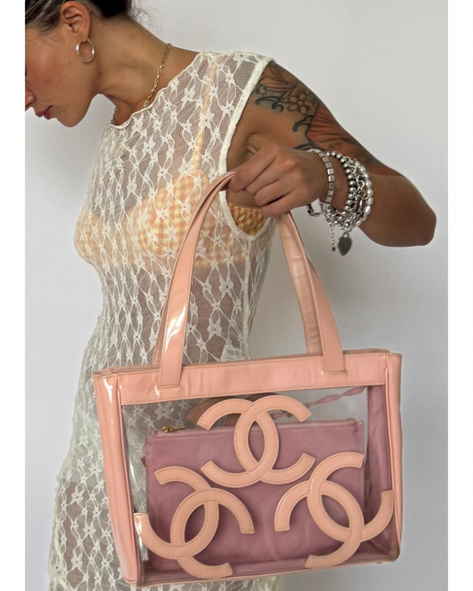 VINTAGE PINK TRIPLE C VINYL BAG