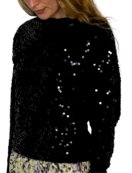 Black sequin knit top