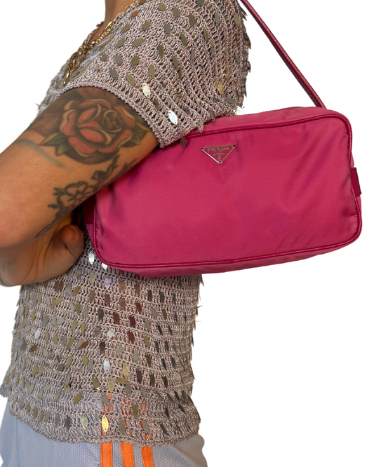VINTAGE DESIGNER PINK NYLON BAG