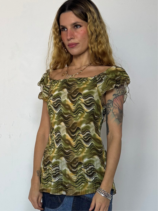 S/M - pleated ruffle tank