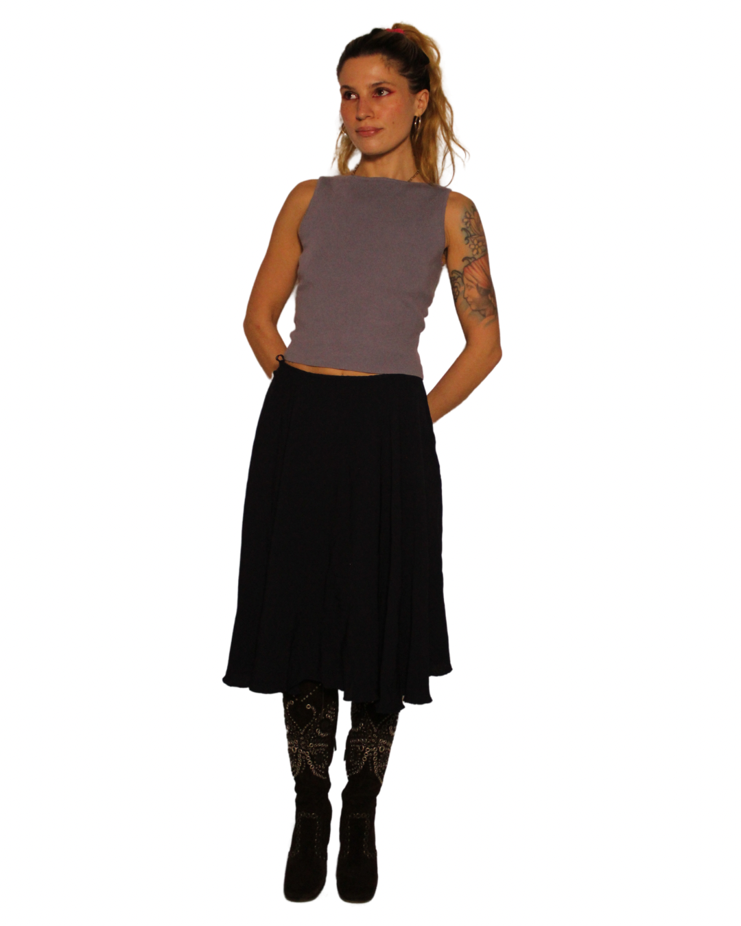 Designer-flowy midi skirt