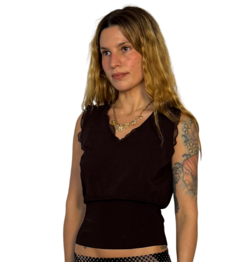 Vintage Brown fitted waist knit tank