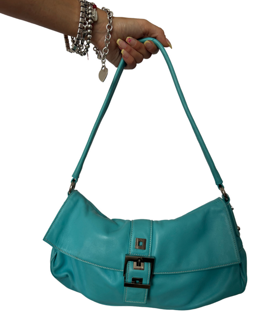 Y2K blue leather bag