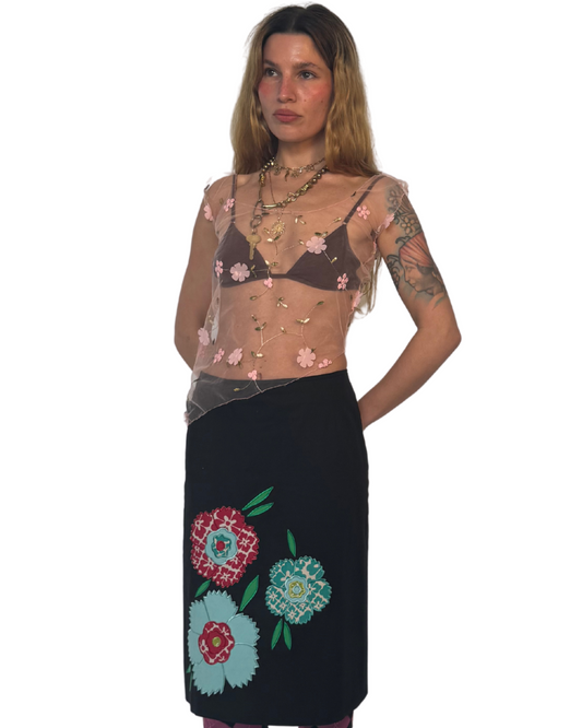 XS-S : SHEER FLOWER TOP