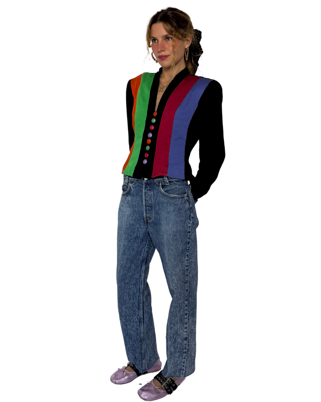 Small- vintage 80s hourglass blazer