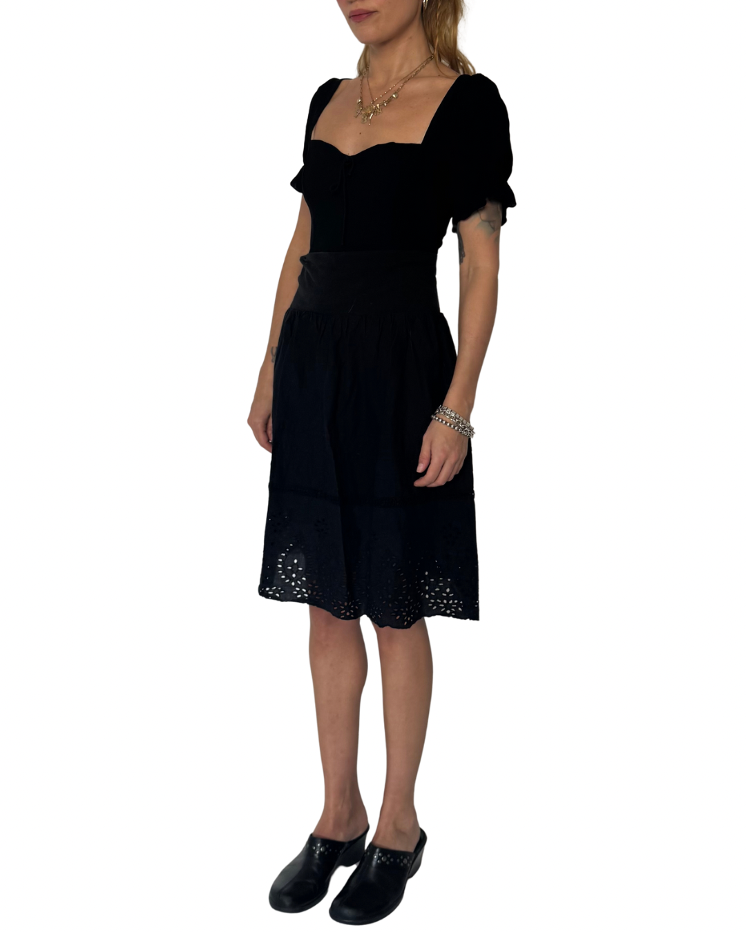 Vintage black eyelet skirt