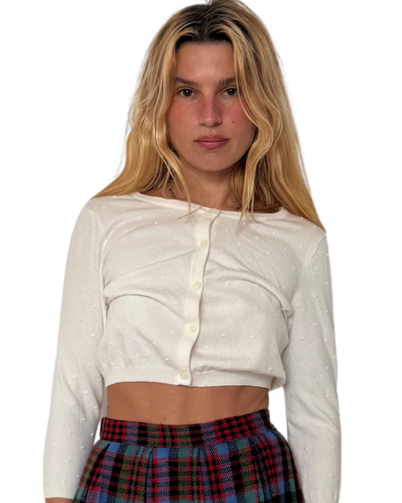 Xs- S- cropped polka cardi