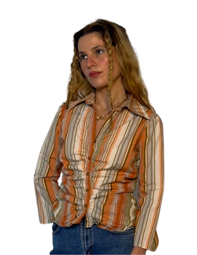 Stripe rouched button down