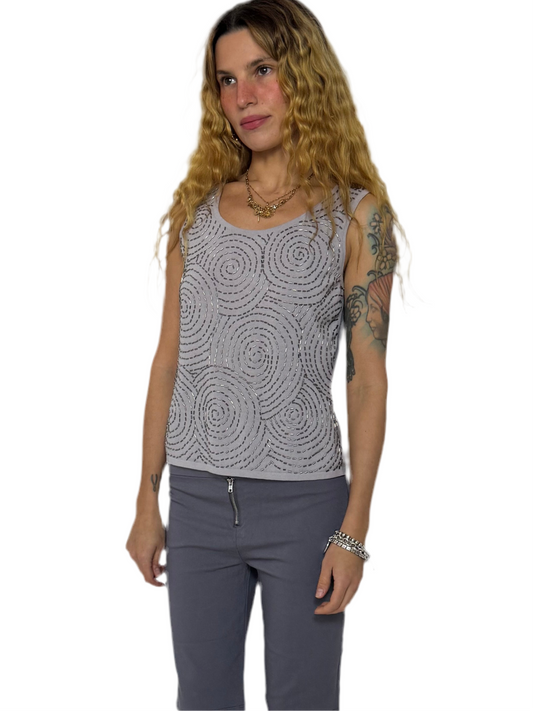MEDIUM- GRAY BEADED TANK