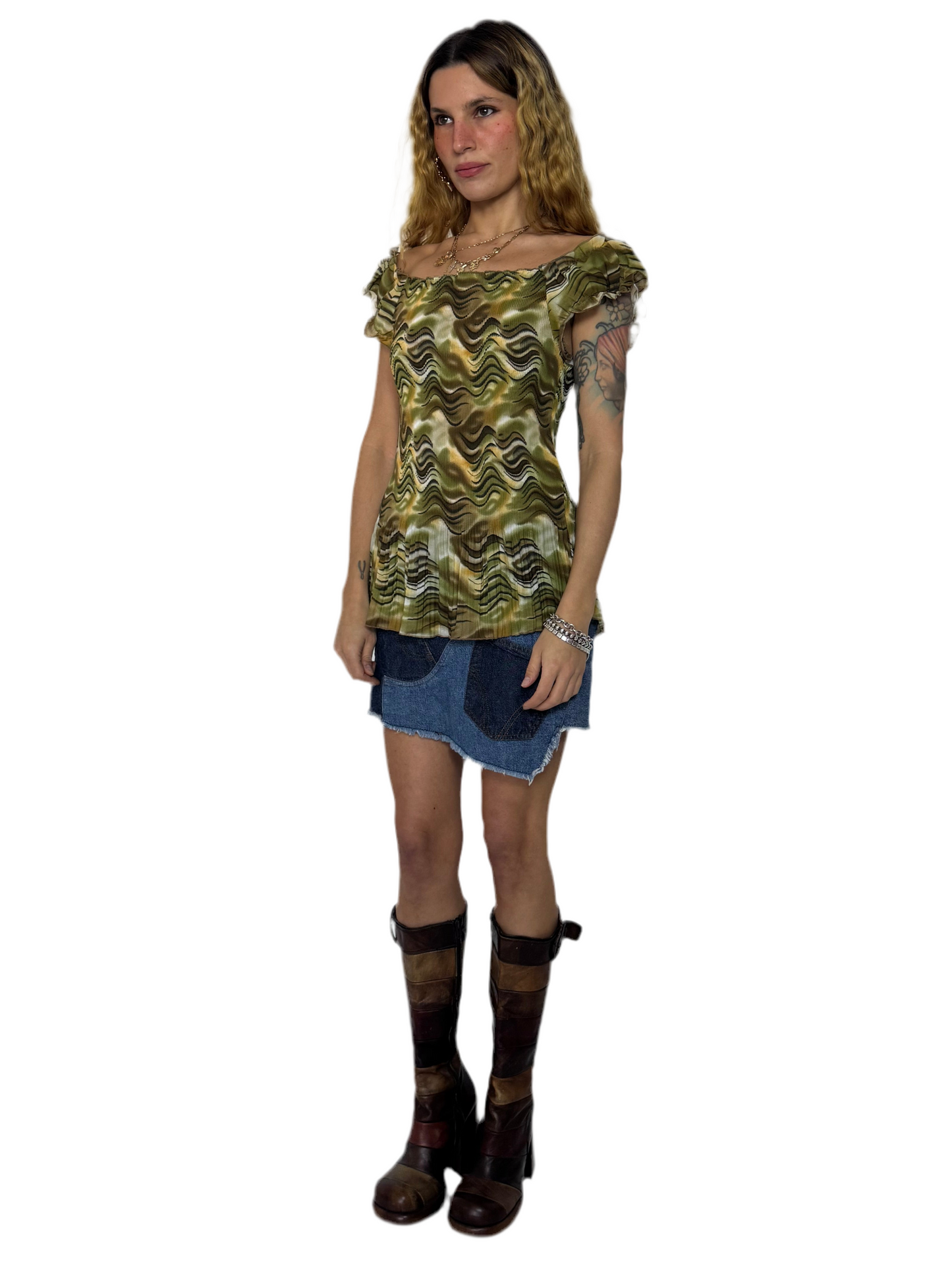 S/M - pleated ruffle tank